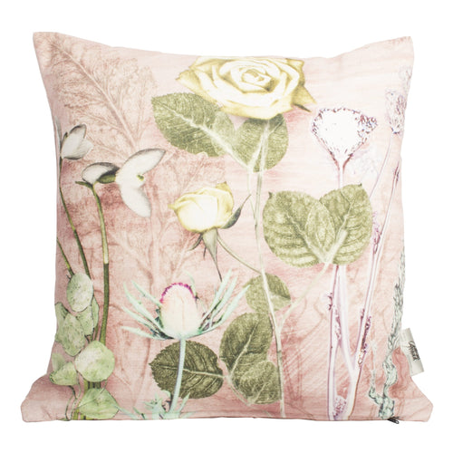 From Loft to loved - Gillian Arnold - 45cm velvet cushion - duck feather inner - Sedgefield, County Durham - Mother's pink bouquet - green and pink floral print