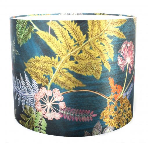 From Loft to loved - Gillian Arnold - drum shade for ceiling or table lamp - Sedgefield, County Durham - Now that's something teal - botanical print