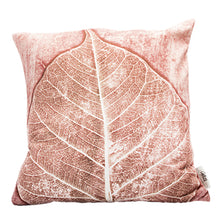 From Loft to loved - Gillian Arnold - 45cm velvet cushion - duck feather inner - Sedgefield, County Durham - Burnt Skeletal - pink and white leaf print