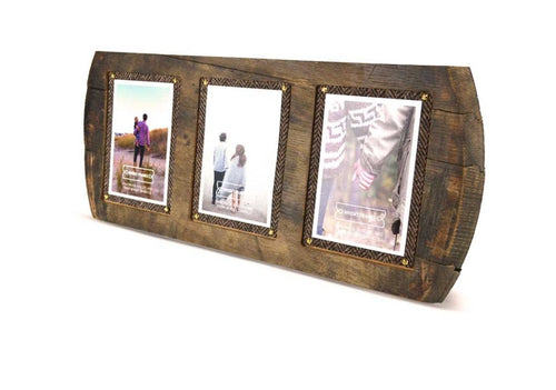 Whiskey photo frame made from reclaimed barrels with original Harris tweed - gift - Scotland- from loft to loved - home - wedding gift 